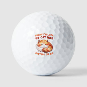 Adorable Orange Tabby Cat- Sorry I'm Late Golf Balls
