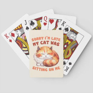 Adorable Orange Tabby Cat- Sorry I'm Late Playing Cards