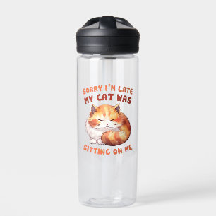 Adorable Orange Tabby Cat- Sorry I'm Late Water Bottle