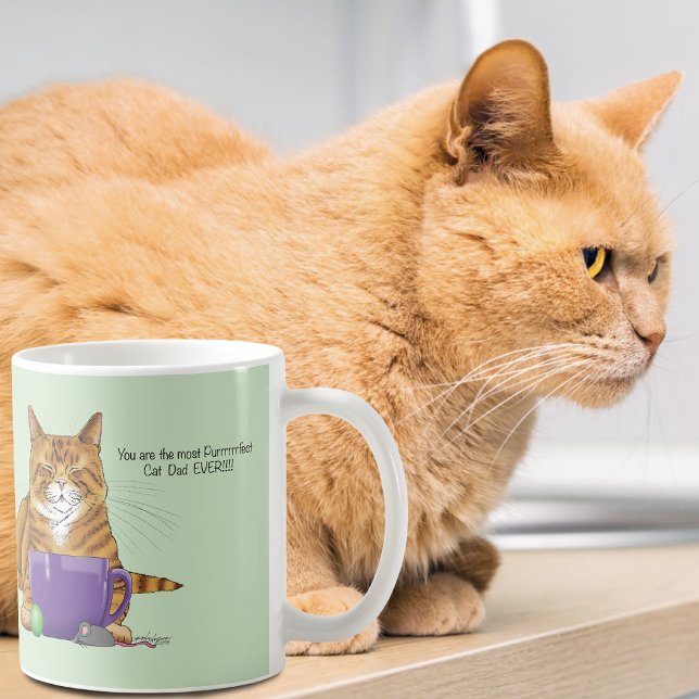 Adorable Orange Tabby Green Father’s Day Purple  Coffee Mug (Creator Uploaded)