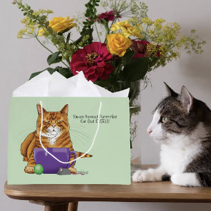 Adorable Orange Tabby Green Father’s Day Purple Large Gift Bag