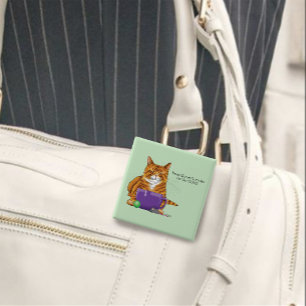 Adorable Orange Tabby Green Mother’s Day Purple 15 Cm Square Badge