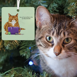 Adorable Orange Tabby Green Mother’s Day Purple Metal Tree Decoration