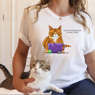 Adorable Orange Tabby Green Mother’s Day Purple T-Shirt