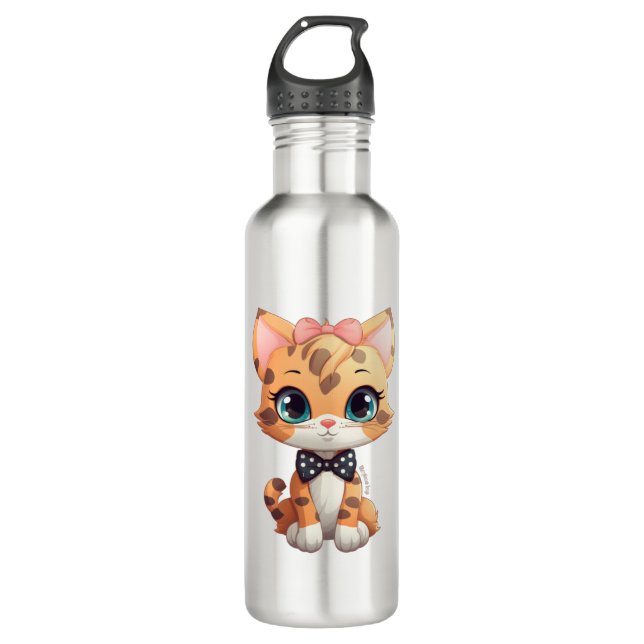 Adorable Orange Tiger Cat   710 Ml Water Bottle (Front)