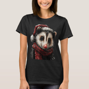 Adorable Ossum In Santa Hat Snowy Winter Christmas T-Shirt
