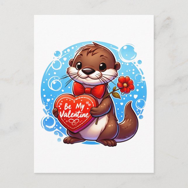 Adorable Otter Be My Valentine Postcard (Front)