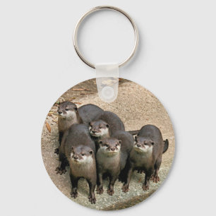 Adorable Otter Family Key Ring