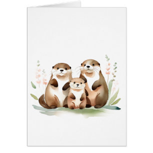 Adorable Otter Family With Flowers All Occasions