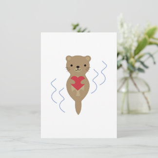 Adorable Otter Hugging a Heart Holiday Card