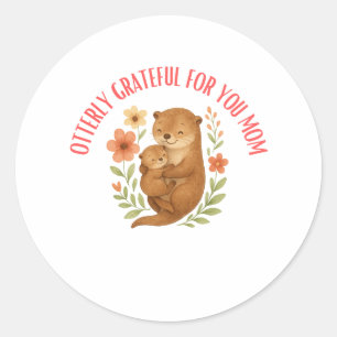 Adorable Otter Mum Mother's Day Classic Round Sticker