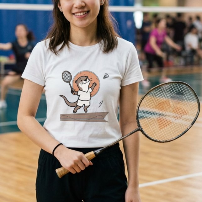 Adorable Otter Playing Badminton Tri-Blend Shirt (Creator Uploaded)