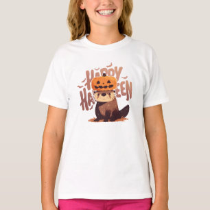 Adorable Otter with Pumpkin Hat – Happy Halloween T-Shirt