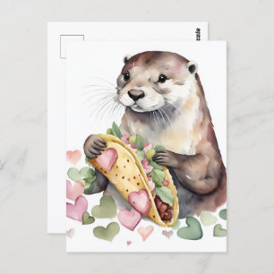 Adorable Otter With Taco Postcard