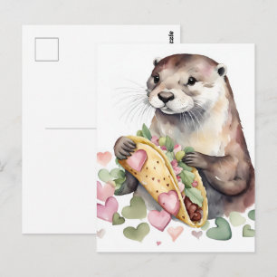 Adorable Otter With Taco Postcard