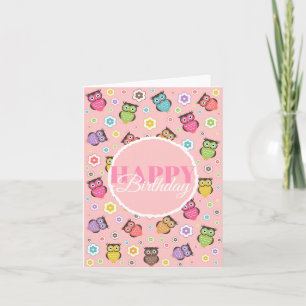 Adorable Owl and Floral Design Note Card