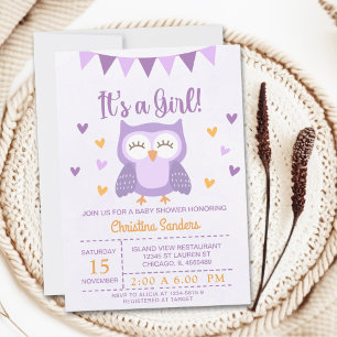 Adorable Owl Baby Shower Girl – It's a Girl' Invitation