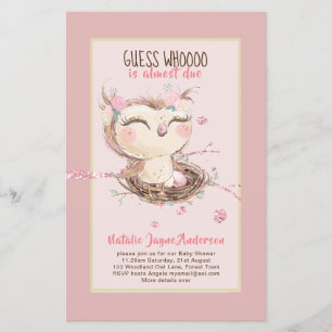 Adorable OWL Baby Shower Girls or Boys Invitation Flyer