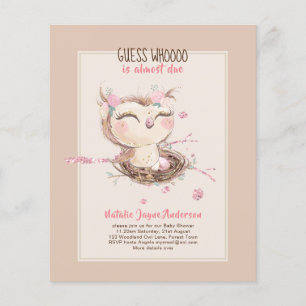 Adorable OWL Baby Shower Girls or Boys Invitation Flyer