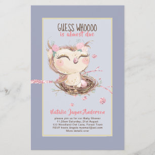 Adorable OWL Baby Shower Girls or Boys Invitation Flyer