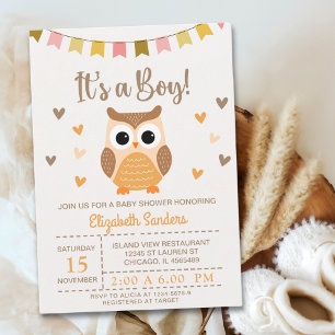Adorable Owl Baby Shower Invitation – 'It's a Boy'