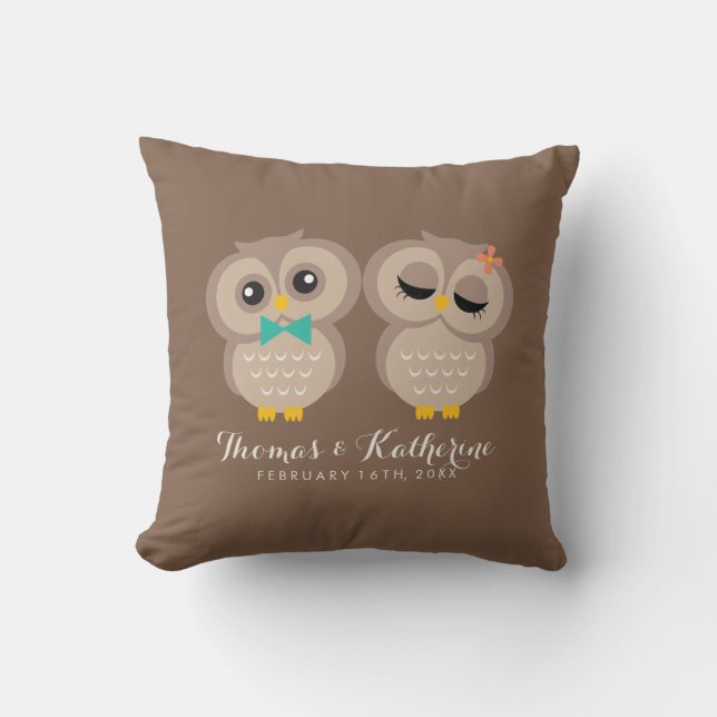 Adorable Owl Couple Cushion (Front)