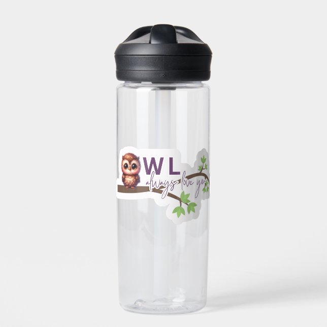 Adorable Owl Design Water Bottle (Front)