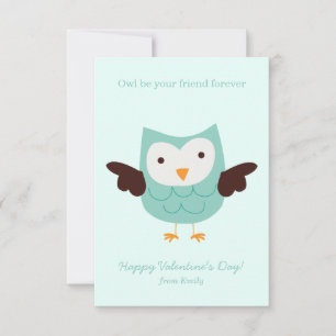 Adorable Owl Kids Classroom Valentines Invitation