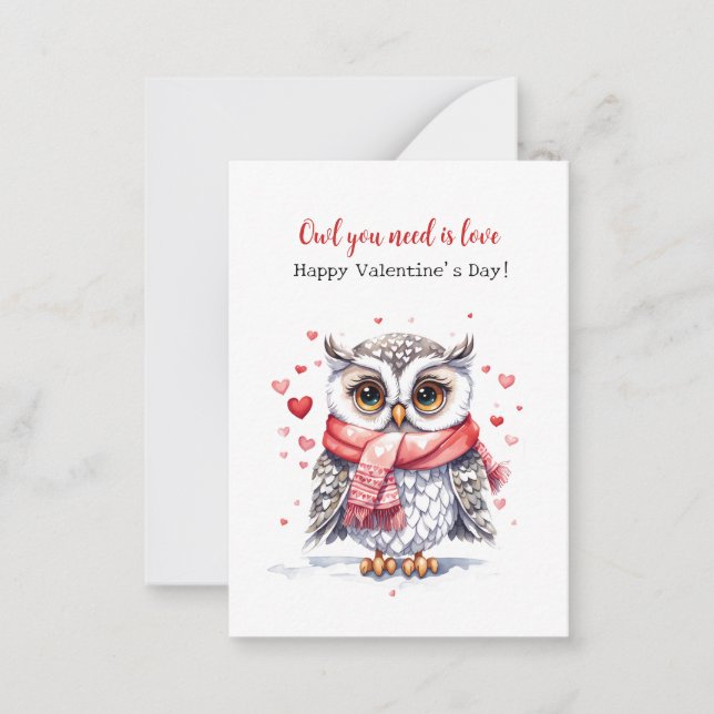 Adorable Owl Valentine Card for Kids (Front)