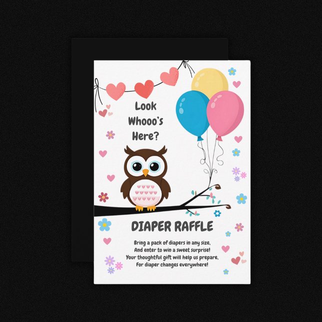 Adorable Owl with Balloons & Hearts Baby Shower Enclosure Card (Creator Uploaded)