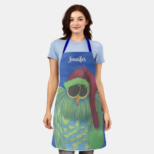 Adorable Owl with Santa Hat Apron