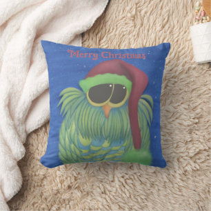 Adorable Owl with Santa Hat Cushion