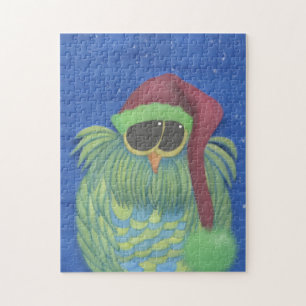 Adorable Owl with Santa Hat Jigsaw Puzzle