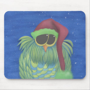Adorable Owl with Santa Hat Mouse Mat