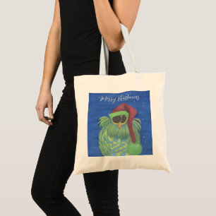 Adorable Owl with Santa Hat Tote Bag