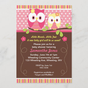 Adorable Owls Baby Shower Birthday Invitation