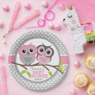 Adorable Owls Baby Shower Paper Plate