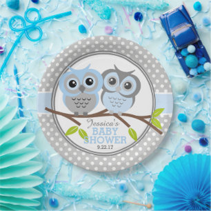 Adorable Owls Baby Shower Paper Plate