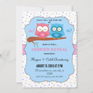 Adorable Owls Gender Reveal  invitation