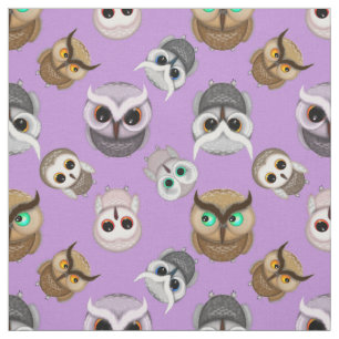 Adorable Owls on Purple Pattern Fabric
