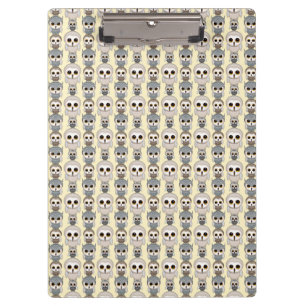 Adorable Owls Pattern on Light Yellow Background Clipboard