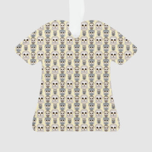 Adorable Owls Pattern on Light Yellow Background Ornament