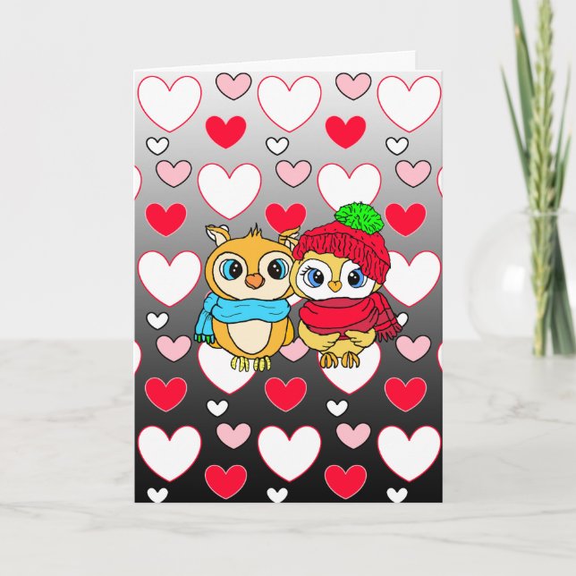Adorable Owls | Valentine's Day | I Love You  Card (Front)