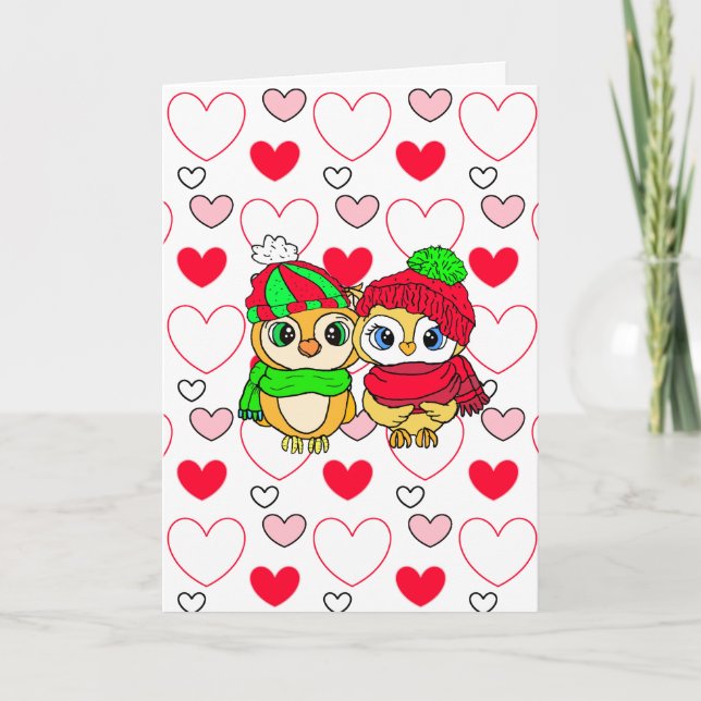 Adorable Owls | Valentine's Day | I Love You  Card (Front)
