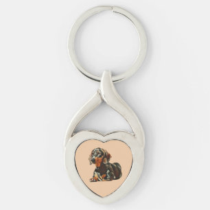 Adorable Painted Dachshund Key Chain