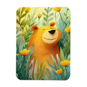 Adorable painted illustration of a cute bear magnet