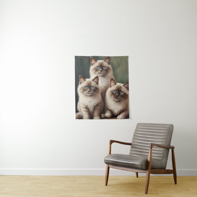 Adorable Pair of Ragdoll Kittens Sweet Cat Tapestry (In Situ)