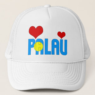 Adorable Palau Flag Hearts Patriotic Trucker Hat
