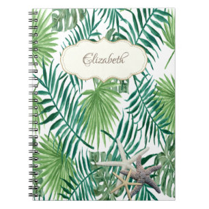 Adorable Palm Leaf ,Starfish ,Personalised Notebook