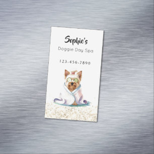 Adorable Pampered Doggie Dog Spa Magnetic Business Card